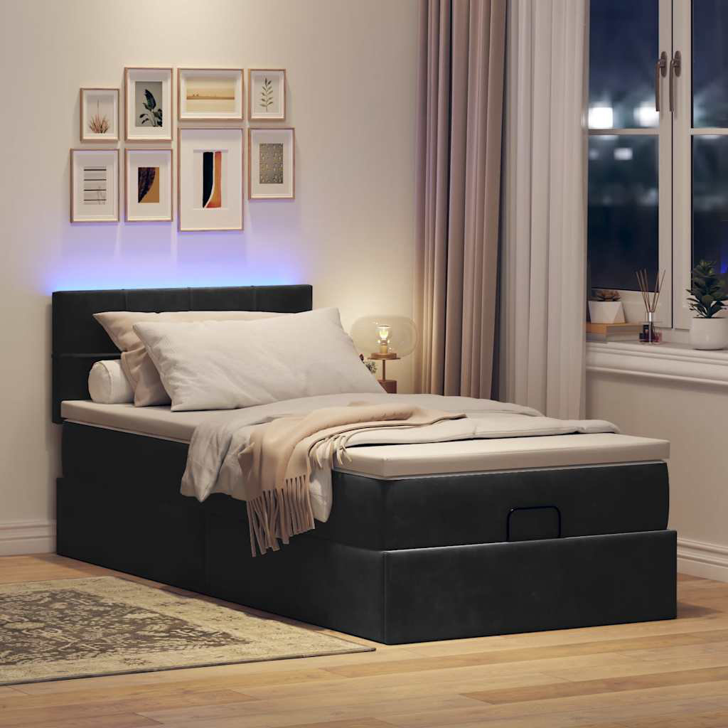 Vidaxl Ottoman-Bett Mit Matratze Schwarz 120X190 Cm Samt