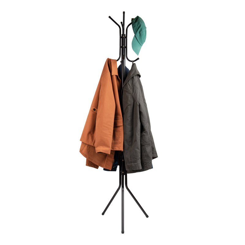 Mind Reader Freestanding Coat Rack, Multi-Hook Organizer for Office or Entryway, Metal, Black, Black