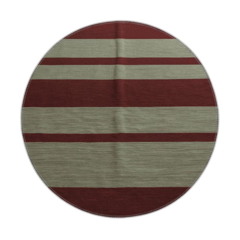 Tapis intérieur / extérieur noir HorizontalStripes, Rond 5 pi