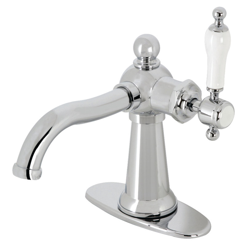 Robinet de salle de bain 1 poignée à fixation sur le comptoir avec poignée escamotable Kingston, Laiton brossé