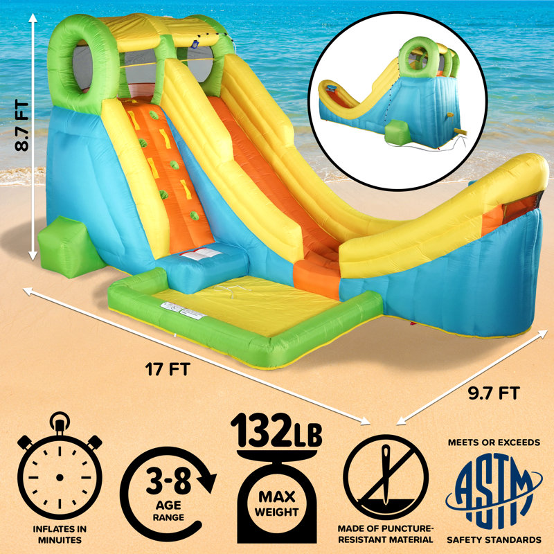 Sportspower™ Half Pipe 17' Inflatable Water Slide with Basketball Hoop, Heavy Duty, Backyard Summer Fun, Ages 3-12, Lifetime Warranty on Included Blower