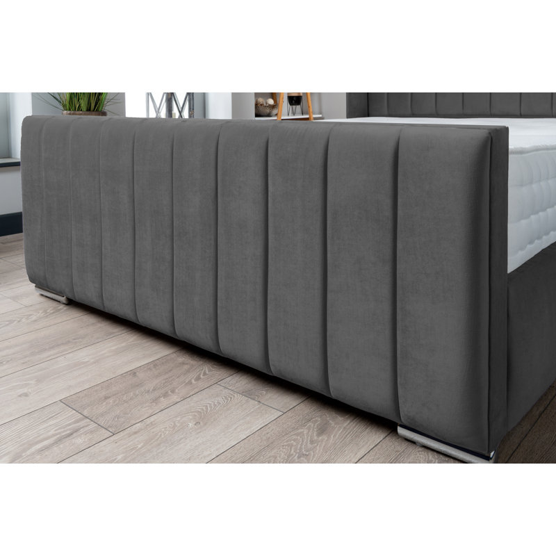 Coopersville Upholstered Ottoman Storage Bed with Mattress, Kingsize (5'), Steel