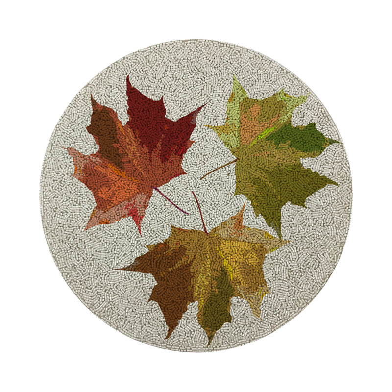 Autumn Leaves Vegan Leather Round Pebble Placemat