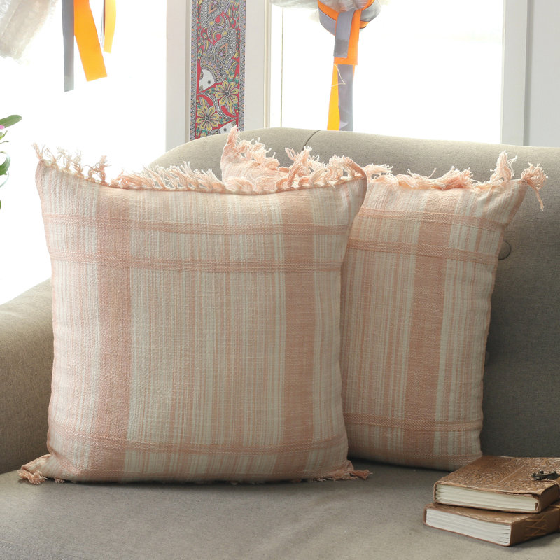 Housses de coussin en coton pêche faites à la main Novica (paire)