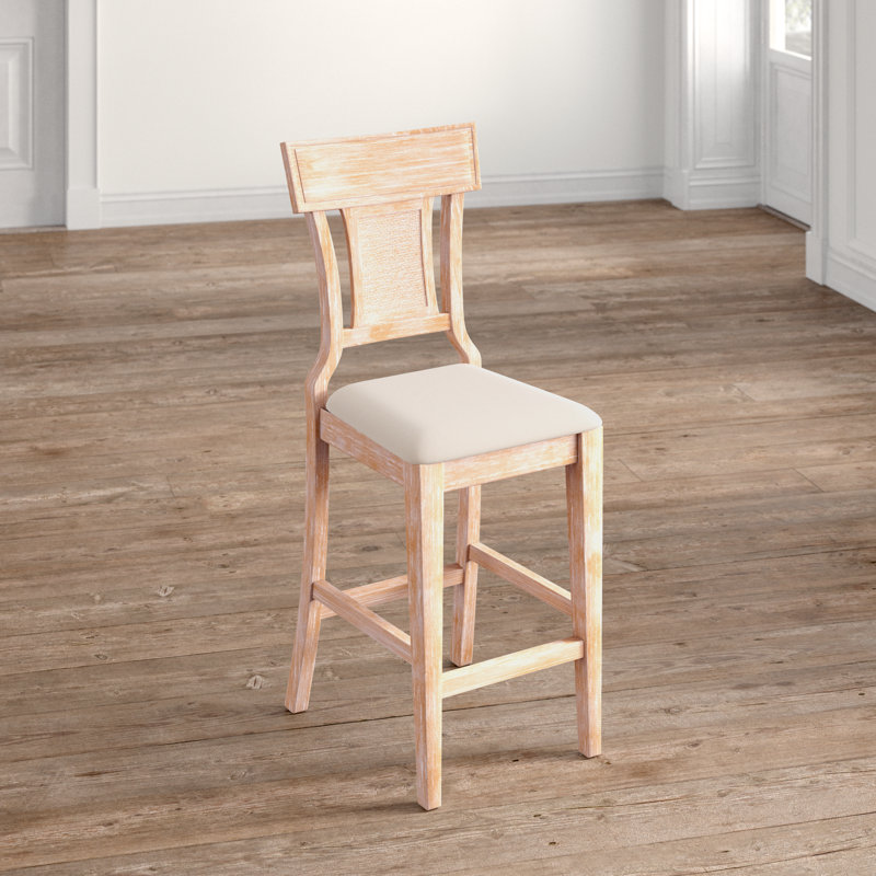 Tabouret de bar et de comptoir en bois massif Gober, Tabouret de comptoir (siège d'une hauteur de 26 p, Brun rustique