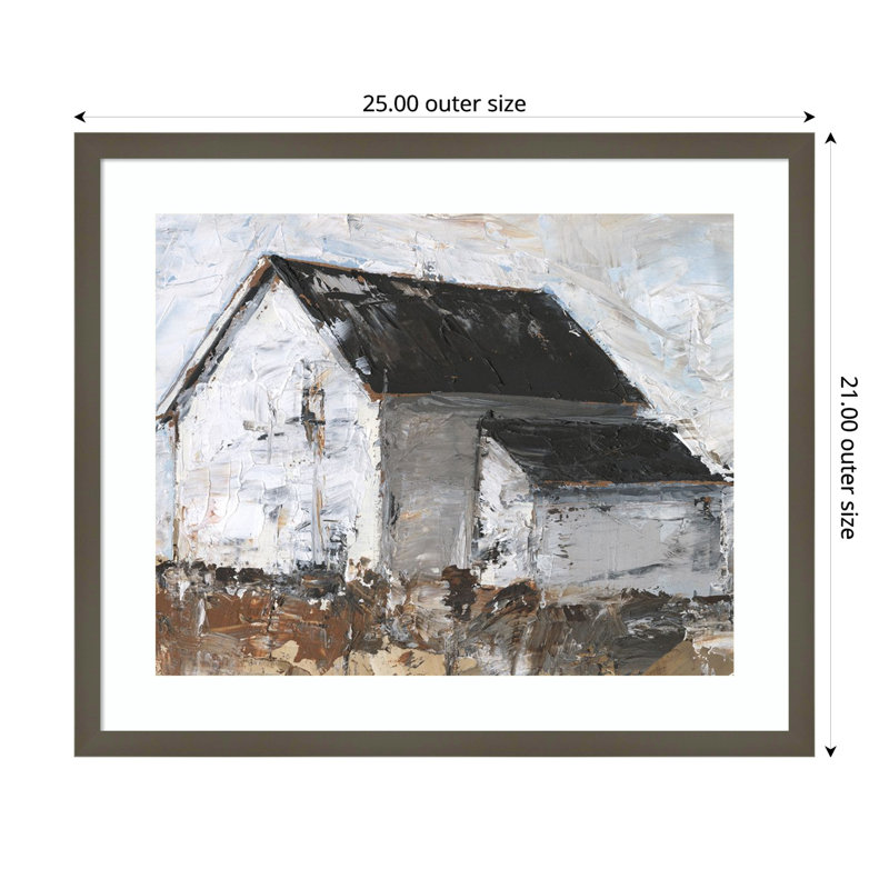 «Abstracted Barn Scene II» par Ethan Harper, reproduction d'art encadrée sur bois, H 21 po x l 25 po