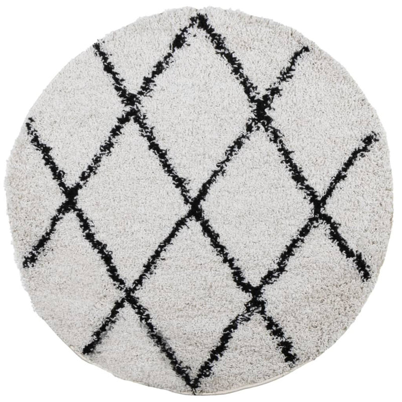 Amanda Geometric Shag Area Rug, Round 280cm