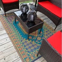 Mad Mats Oriental Turkish Aqua Outdoor Mat 4ft x 6ft