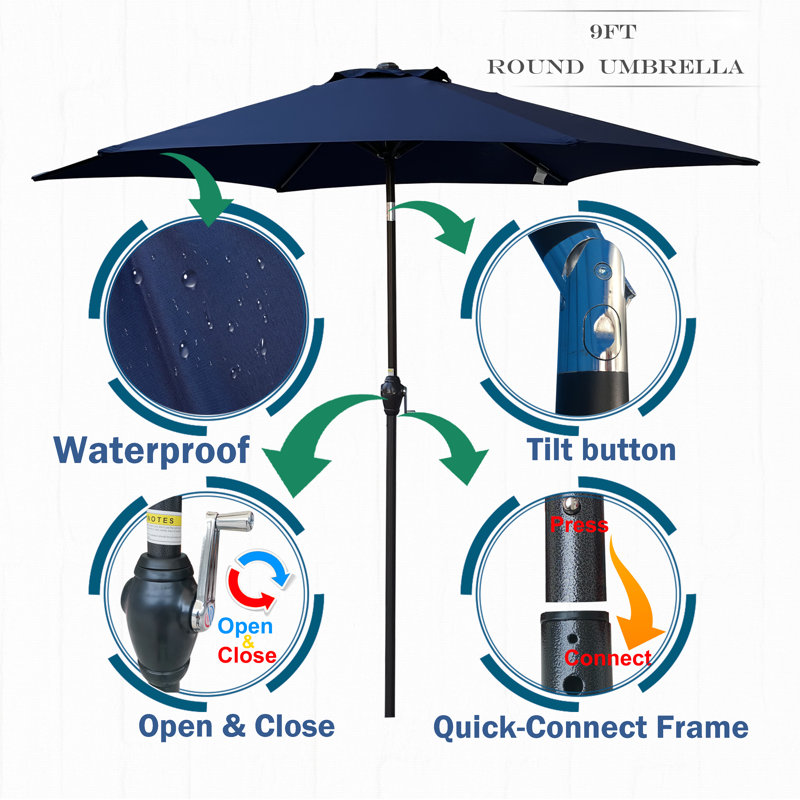 Parasol de marché 108 po Seham, Bleu