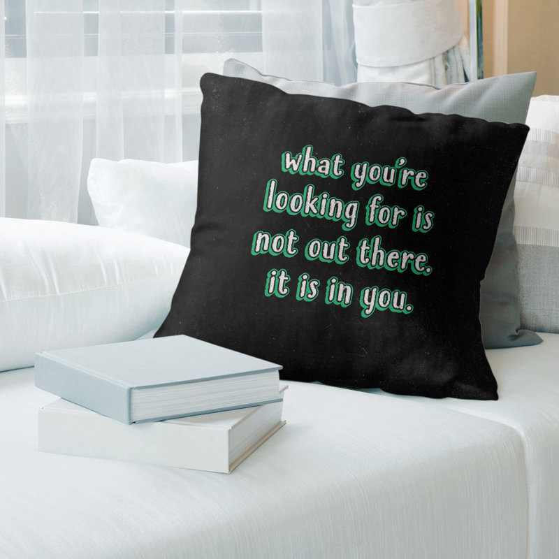 Coussin de style tableau noir à citation inspiration self confidence, 14 po x 14 po, Vert