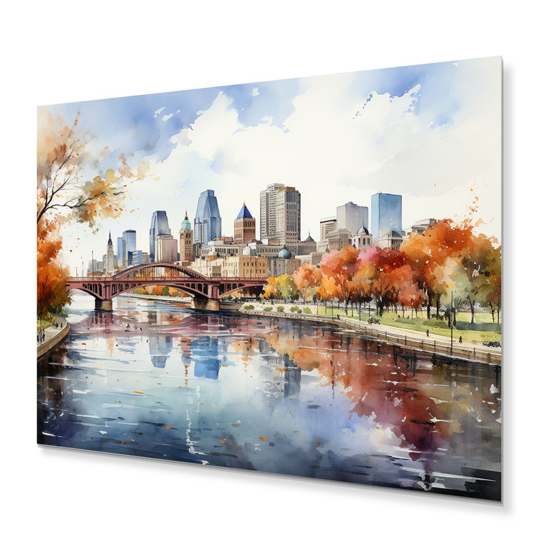 Minneapolis City In Autumn I - Minneapolis Print on Metal, 24" H x 32" W