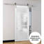 Porte de grange robuste Quadro 4002 Blanc Soie avec verre dépoli, rail de 2 m (6,6 pi), quincaillerie robuste, portes intérieures à panneaux pleins - 107 cm x 244 cm (42 po x 96 po) - Verre dépoli - Rail argenté-50038174-50048595