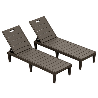 Chaises longues d'extérieur 2 pièces avec dossier réglable