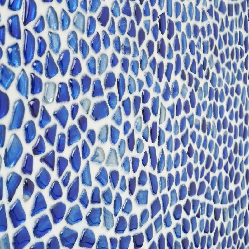 Komorebi 12x12 Pebble Polished Glass Mosaic Tile, Athens Blue