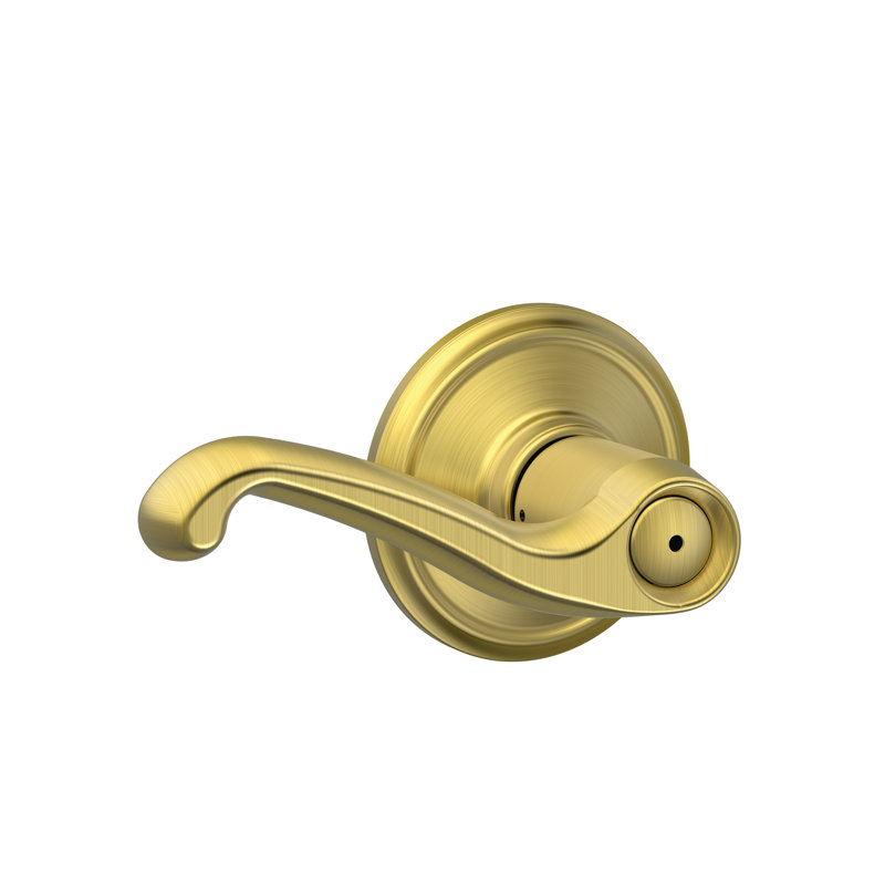 Flair Lever Bed and Bath Lock, Universal/Reversible, Satin Brass