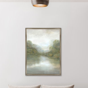 «Lakeside Reflection III» par Jacob Lincoln - peinture sur toile à cadre flottant