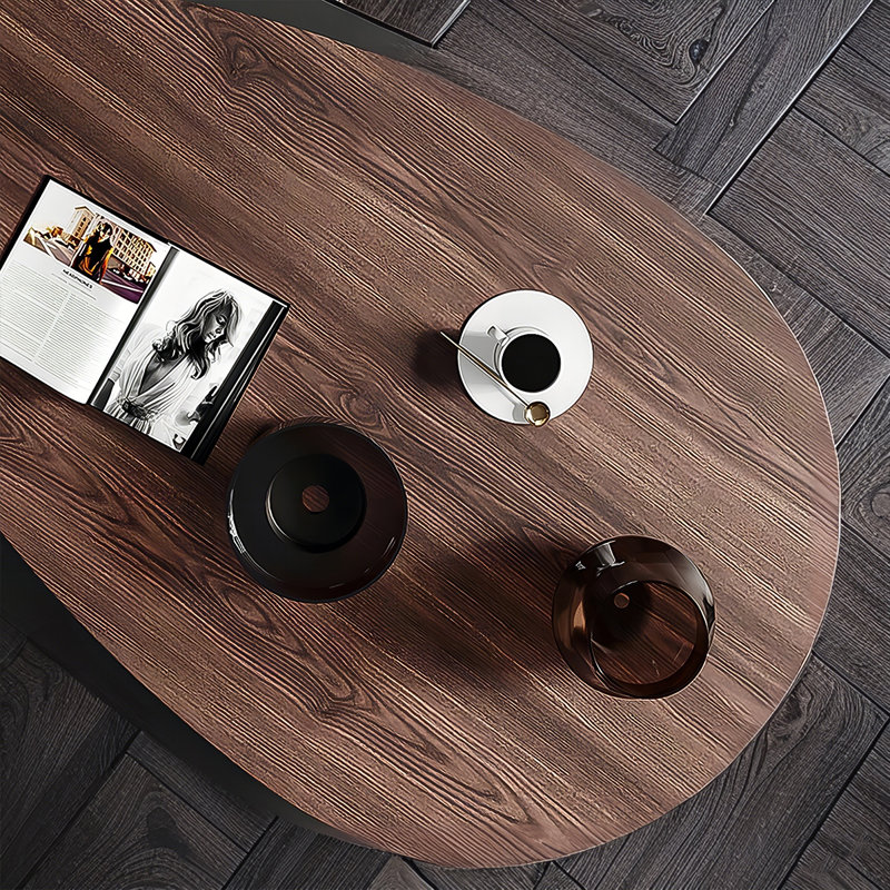 51.18"Retro Minimalist Oval Coffee Table