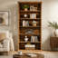 Bibliothèque classique en bois, tablettes élégantes, bibliothèque autoportante robuste