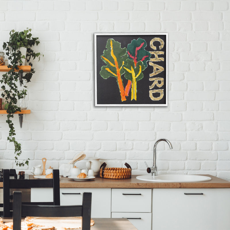 Giclée sur feuille de bette à carde, design par Nancy Overton, H 17 po x l 17 po, Giclée encadrée blanc bord de mer