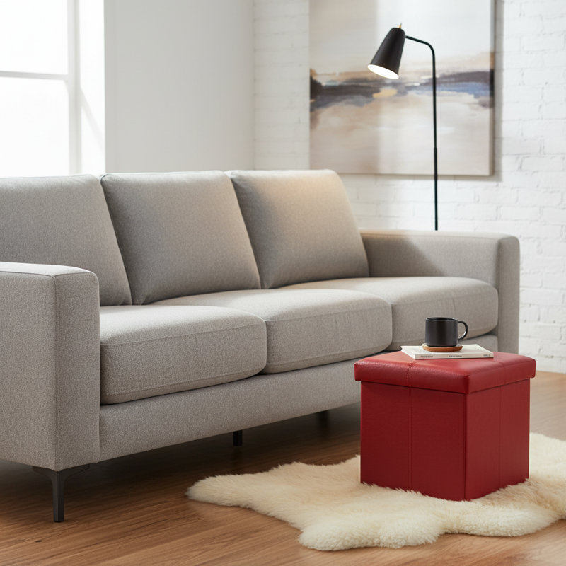 Storage Ottoman Folding Foot Rest Stool, Leather Footstool Bench, Short Ottoman Stool, Storage Foot Rest Store, Books (15" D x 15" W x 15" H)