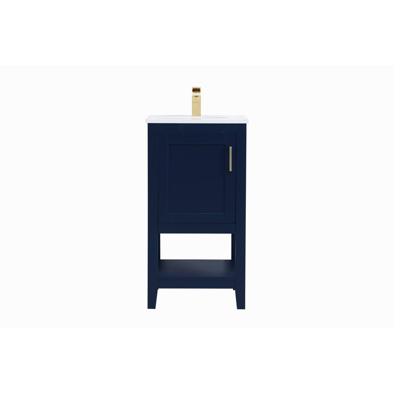 Scottsbluff 18'' Single Bathroom Vanity with Engineered Marble Top, Blue