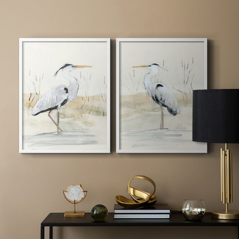 Reproduction encadrée Heron I-Premium - prête à être accrochée - aucun clou requis - aucun clou requis, Blanc