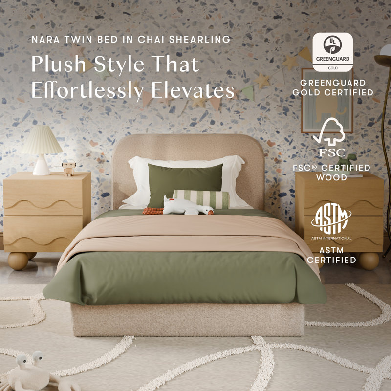 Nara Twin Bed, Chai Shearling