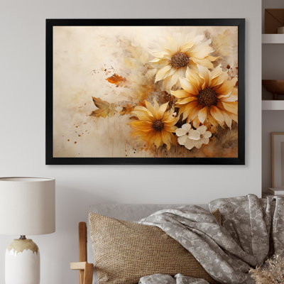 Minimalisme efflorescence de tournesols beiges sur toile