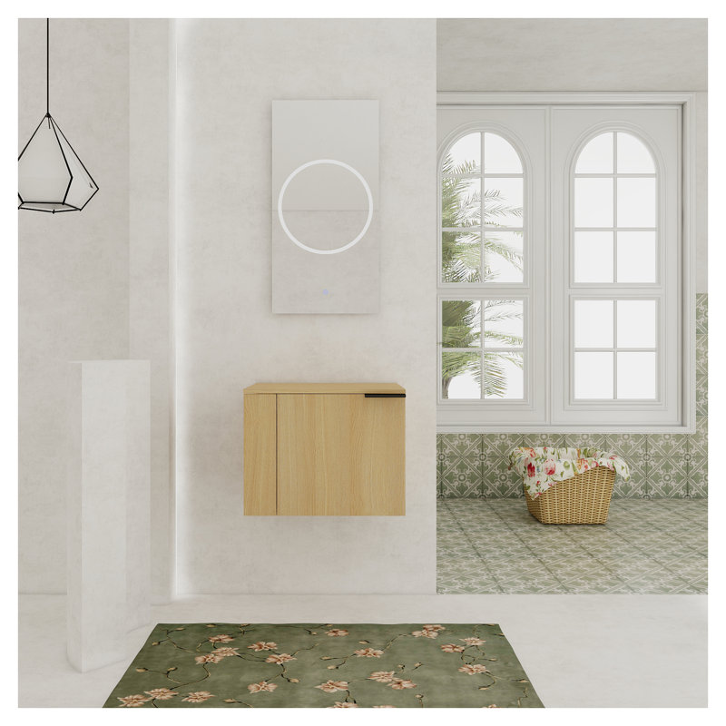 Base de meuble-lavabo moderne 24 po - Rangement de salle de bain en bois d'ingénierie en chêne avec portes à fermeture douce