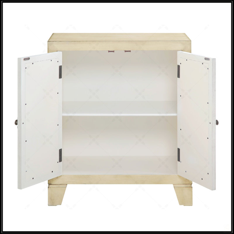 Console blanche antique avec portes en miroir, solution de rangement élégante pour les entrées et les couloirs