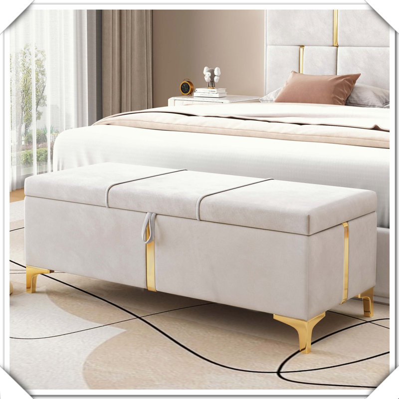 Repose-pieds élégant avec repose-pieds en métal, Beige