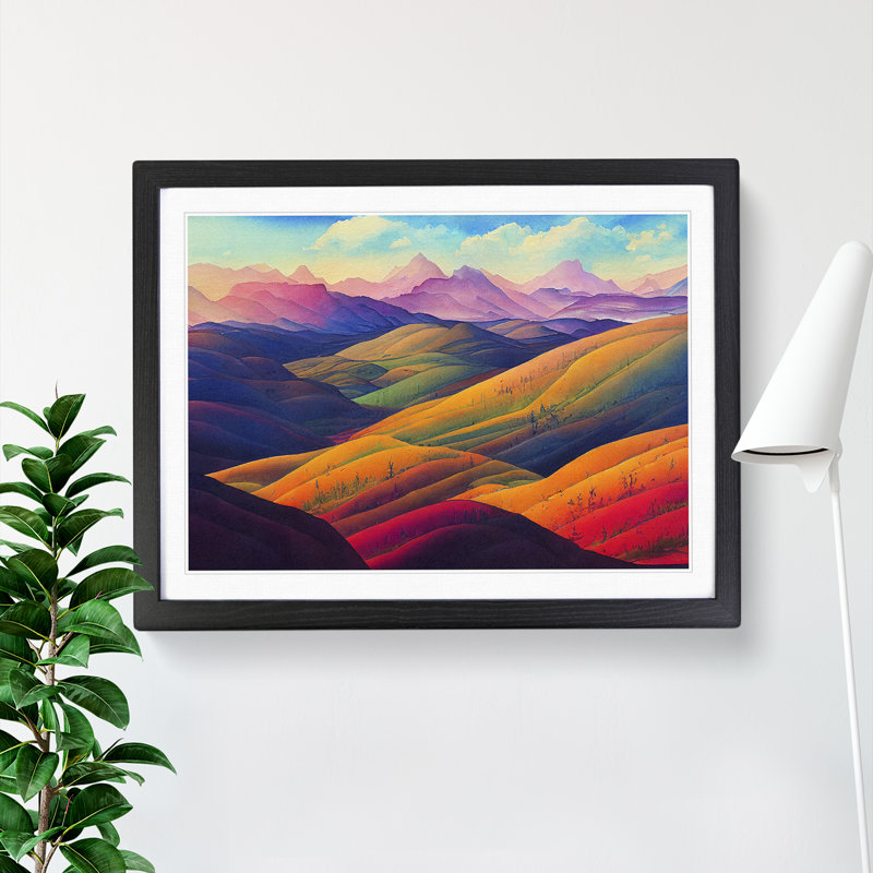 Fantastic Mountain Landscape - Single Picture Frame Painting, Black, 46cm H x 64cm W x 2cm D