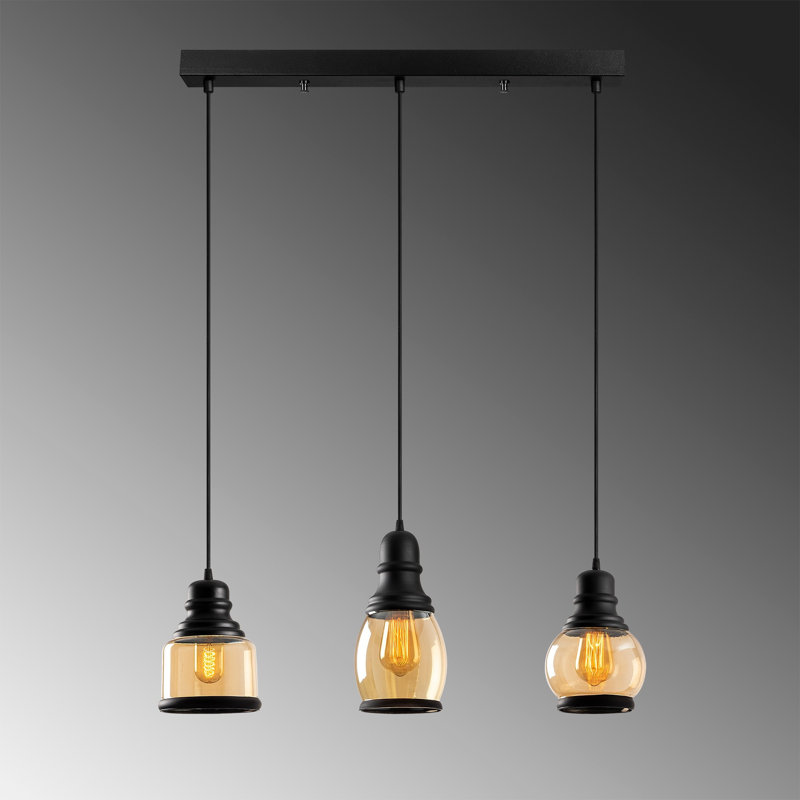 Luminaire suspendu géométrique pour îlot de cuisine 3 lumières