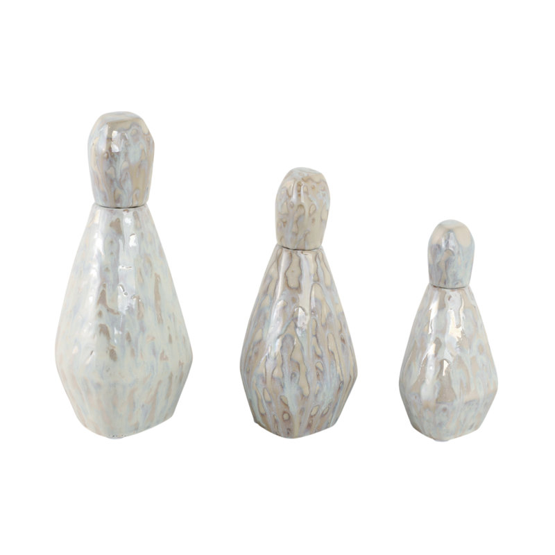 Sagebrook Handmade Stoneware Decorative Bottles, 13"H x 7"W x 7"D, Gray