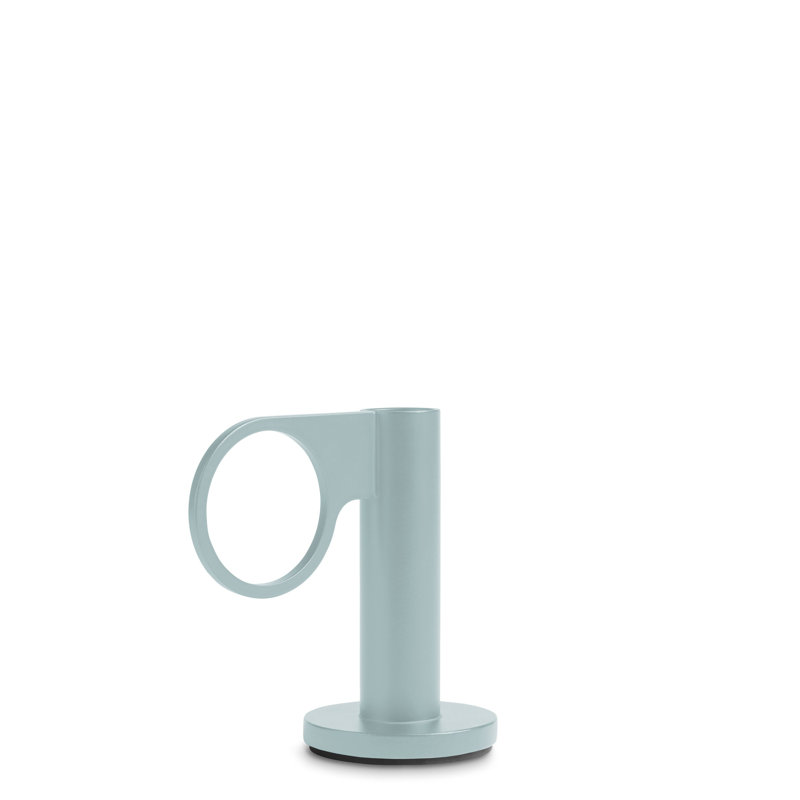 Who Goes There? 5'' H Powder-coated Steel Tabletop Candlestick, Black, 5" H x 4" W 