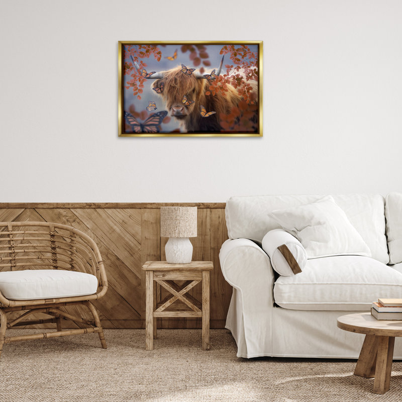 Toile flottante encadrée «Monarch» par Reinders, Cadre flottant métallique doré, H 21 po x l 31 po