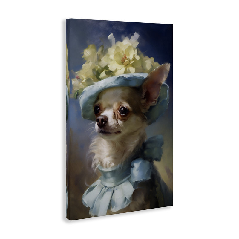 Chien avec un chapeau à la mode, design par Wumples, H 45 po x l 30 po