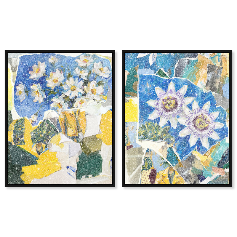 Blue Sunshine Set Set by Oliver Gal, 21"H x 25"W, Black Floater Frame