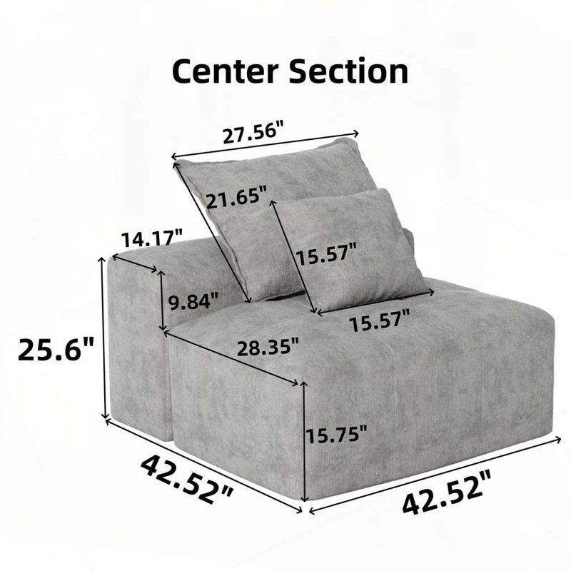Canapé simple en tissu d'ameublement Chenille, Gris