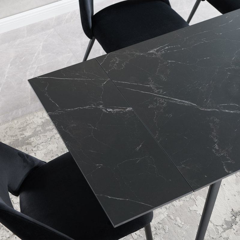 Table de salle à manger Asyra, Noir
