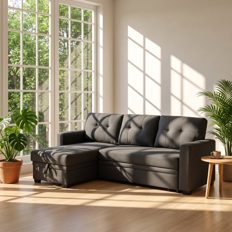 Upholstered 82 " Linen L-Shaped Sectional