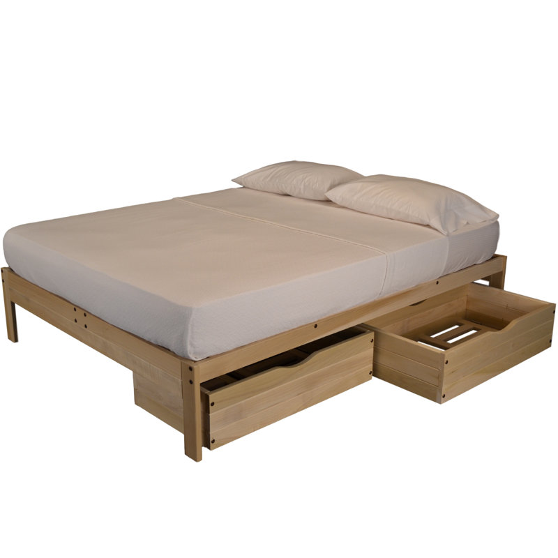 Lit plateforme en bois massif avec espace de rangement, Simple TG