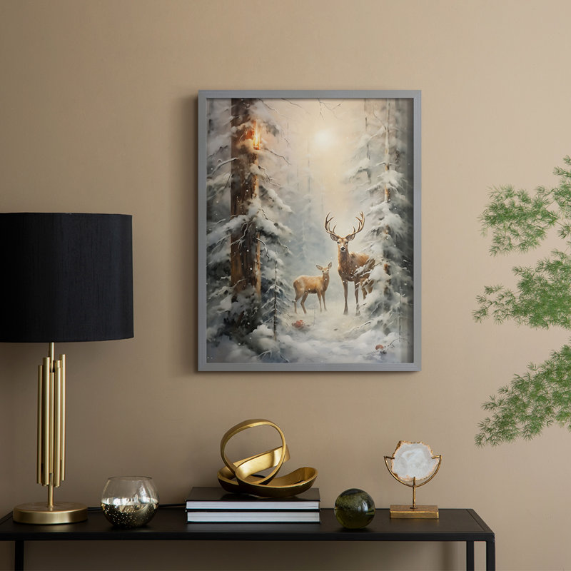 «Christmas Holiday Art» DCXCI, reproduction encadrée - bois massif, H 30 po x l 24 po, Gris