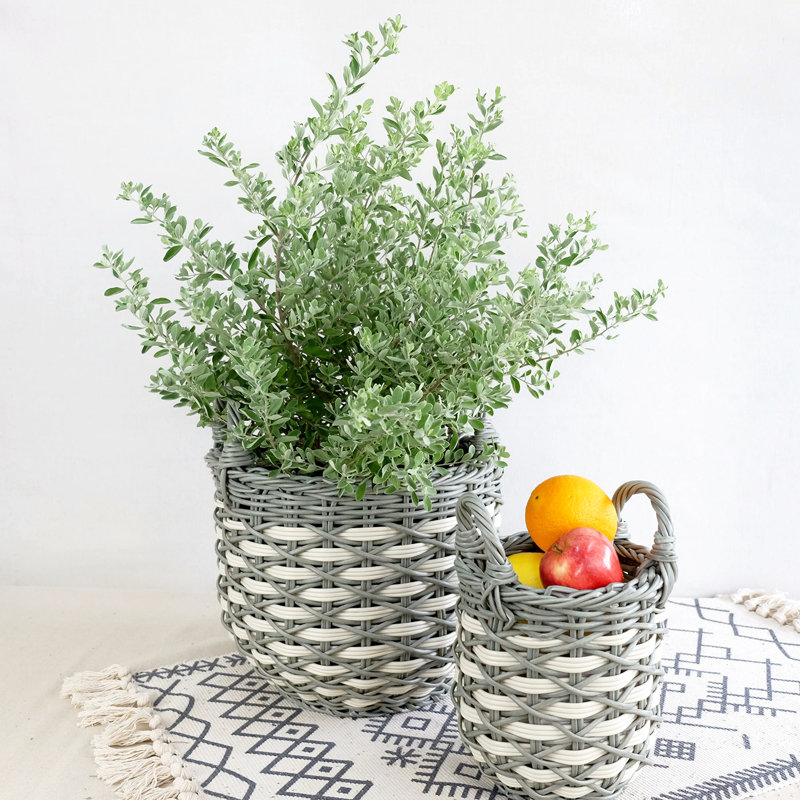 3 rangements gris et beige, tissés à la main, multifonctionnels pour la maison, avec poignées, panier tissé 3, beige, pour ranger des couvertures, des oreillers, des vêtements et des articles pratiques