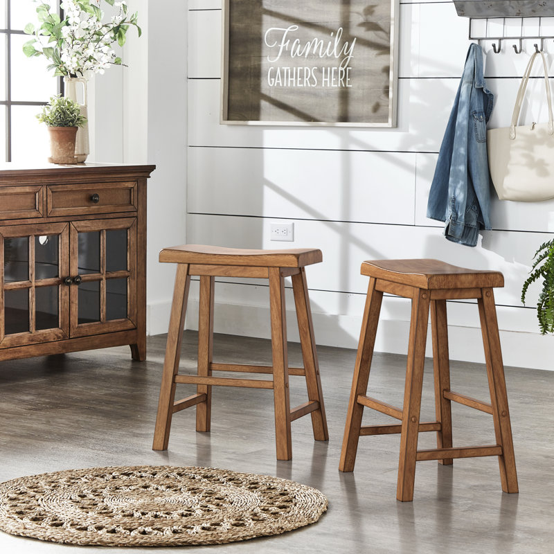 Tabouret en bois massif Whitworth, Tabouret de comptoir (siège d’une hauteur de 24, Chêne miel