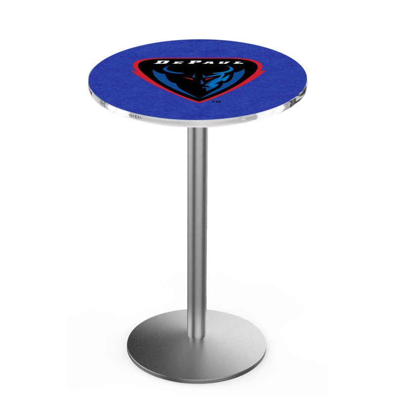Round Metal Base Dining Table, Stainless Steel, DePaul University