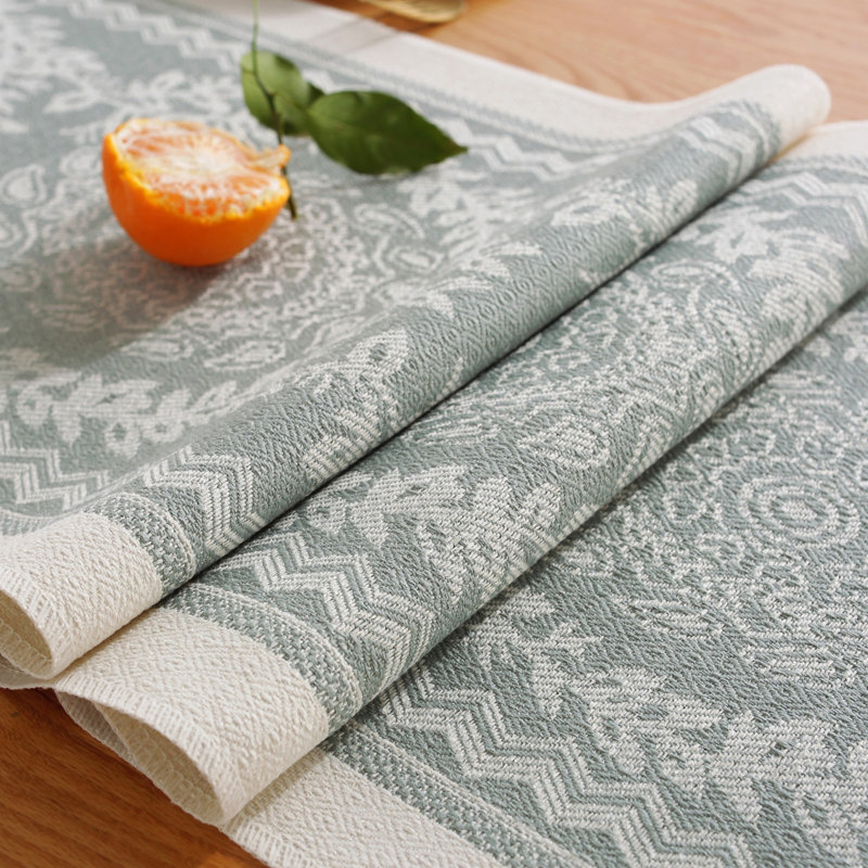 Polyester Farmhouse Table Runner With Tassels, 78" L x 13" D