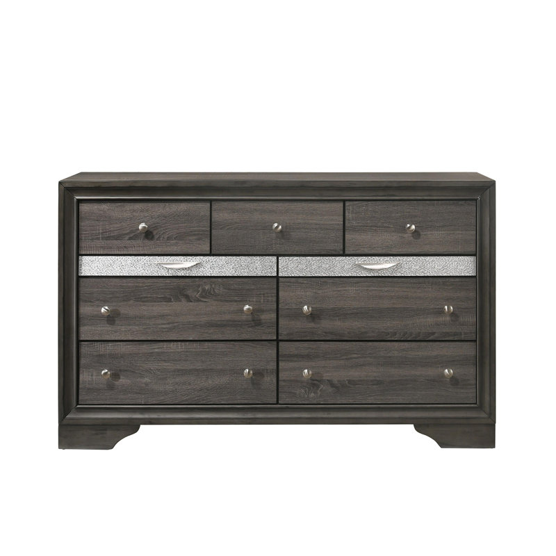 Carman 9-Drawer Rectangular Double Dresser, Gray