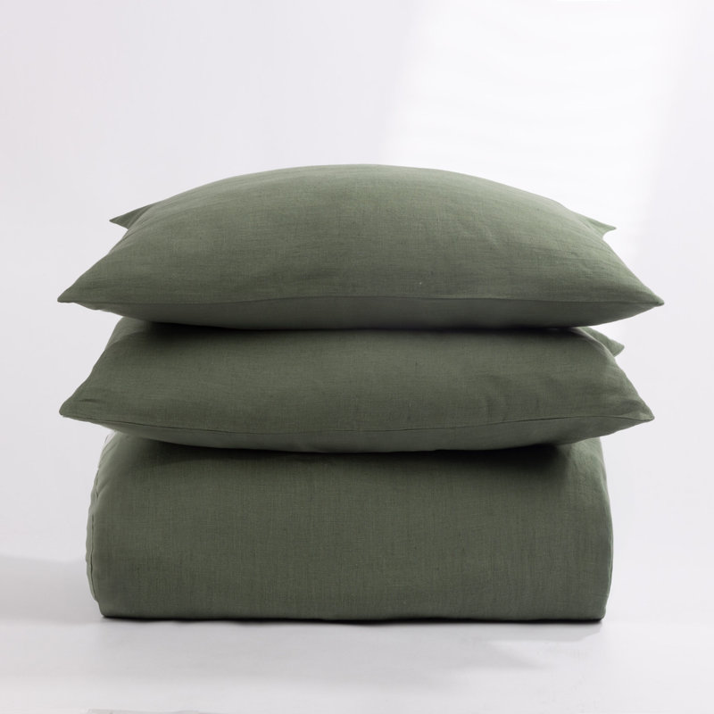 Manoli Duvet Cover Set, King Duvet Cover + 2 King Shams, Green