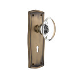 Prairie Plate with Decorative Keyhole and Oval Clear Crystal Door Knob